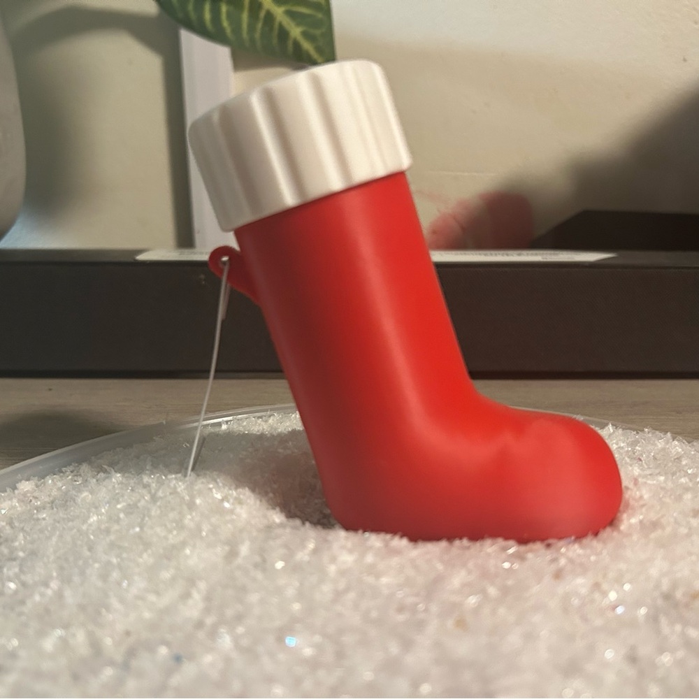 Red Christmas Stocking Ornament twist on lid